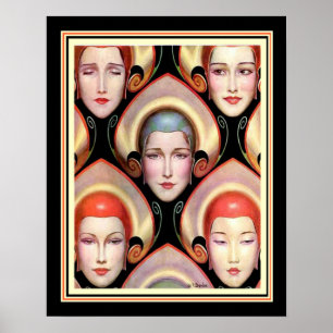 "Many Masks" W.T. Benda Deco Print 16 x 20