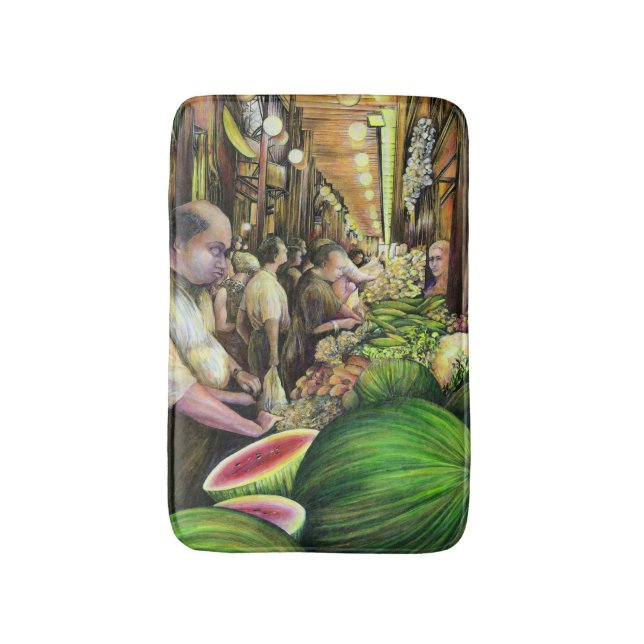 Many Men, Many Melons, Budapest Bath Mat (Front Vertical)