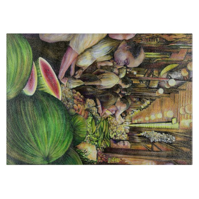 Many Men, Many Melons, Budapest Cutting Board (Front)