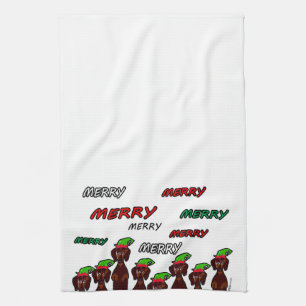 Many Merry Dachshunds Christmas Kitchen Towel