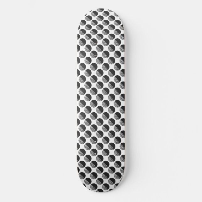 Many Moons Black & White Pattern Skateboard (Front)