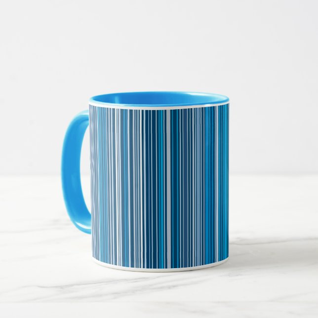 Many multi coloured stripes in the blue frosted gl mug (Front Left)