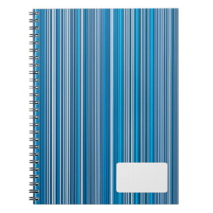 Many multi coloured stripes in the blue... notebook