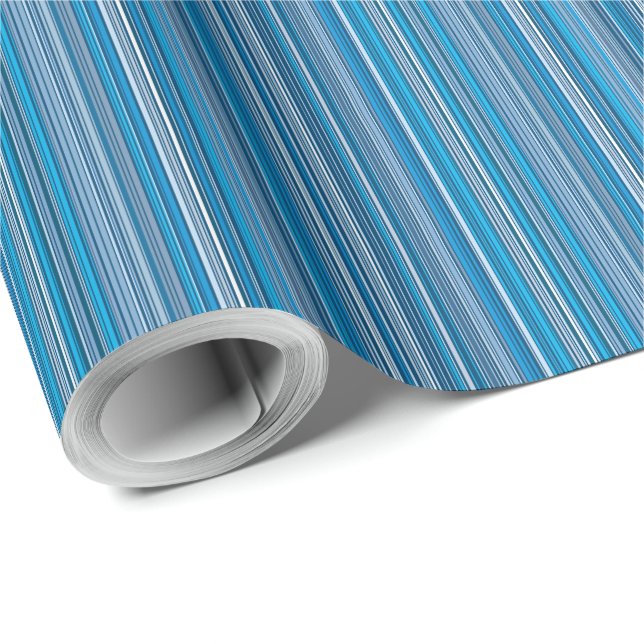 Many multi coloured stripes in the blue... wrapping paper (Roll Corner)