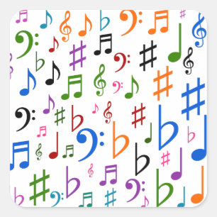 Many Musical Notes and Symbols Square Sticker