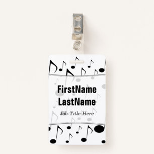 Many Musical Notes Pattern; Personalised Name ID Badge