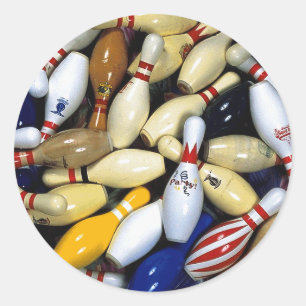 Many Old Bowling PIns Classic Round Sticker