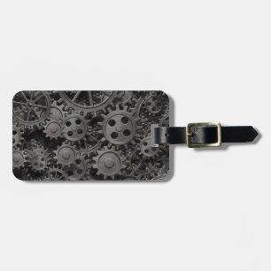 Many old rusty metal gears or machine parts luggage tag