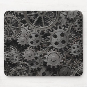 Many old rusty metal gears or machine parts mouse mat