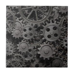 Many old rusty metal gears or machine parts tile