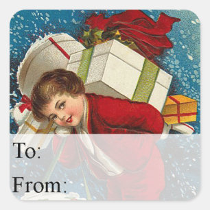 Many Packages Vintage Christmas Gift Tag
