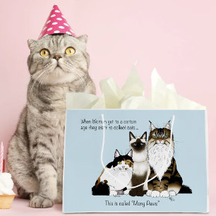 Many Paws Funny Menopause Cat Lady Humour Blue Large Gift Bag