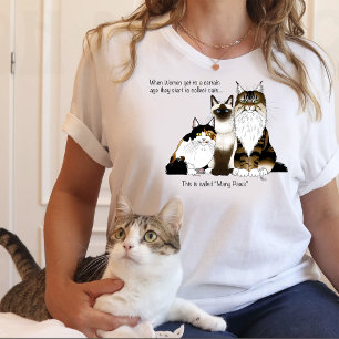 Many Paws Funny Menopause Cat Lady Humour Blue Tri-Blend Shirt