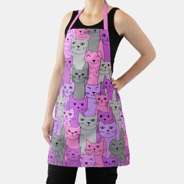 Many Pink Cats Design Apron (Insitu)