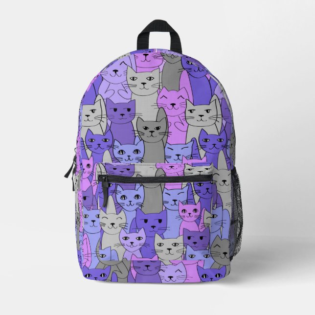 Many Purple Cats Design Back Pack (Front)