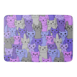 Many Purple Cats Design Bath Mat