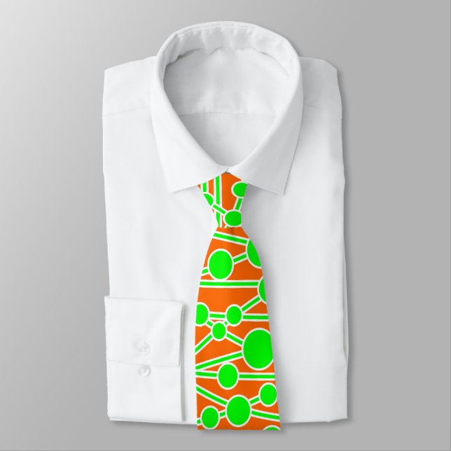 Many Roads II Green with White on Orange FF6600 Tie (Tied)