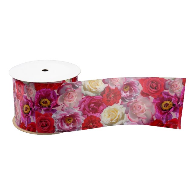 many roses ribbon satin ribbon (Spool)
