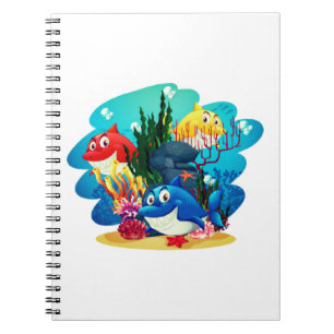 Many Sharks Underwater Cartoon-23986 Notebook