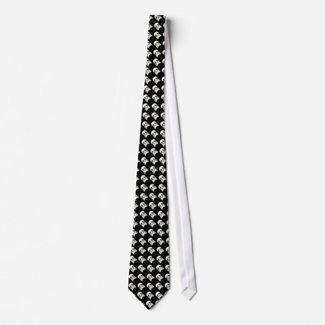 Many Skulls on Black Halloween Tie (Front)