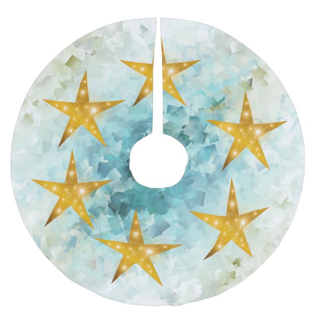 many small grey and blue diamonds brushed polyeste brushed polyester tree skirt (Front)