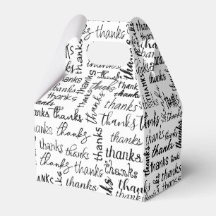 Many Thanks Black Text On White Favour Box