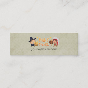 Many Thanks Pilgrim And Native Grateful Together Mini Business Card