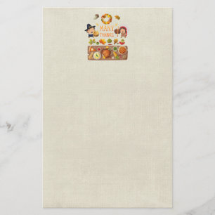 Many Thanks Pilgrim And Native Thanksgiving Feast Stationery
