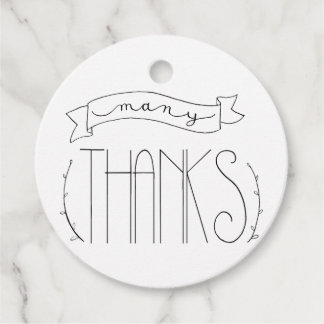 Many Thanks Wedding or Birthday Favour Tags