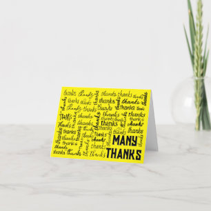 Many THANKS Word Cloud On Yellow Thank You Card