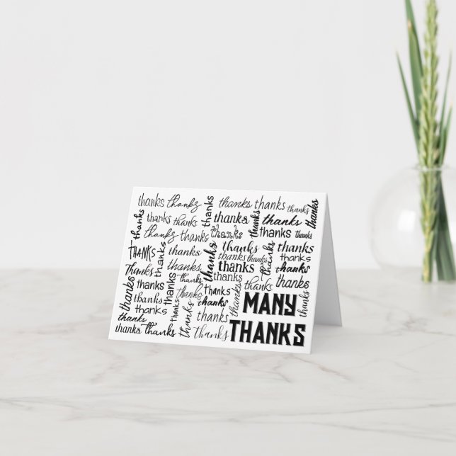 Many THANKS Word Cloud Thank You Card (Front)