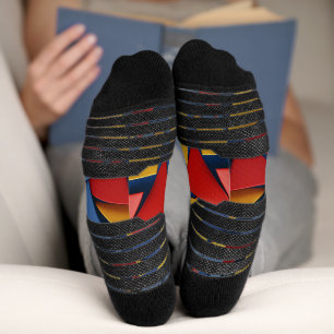 Many triangles in red, yellow and blue socks