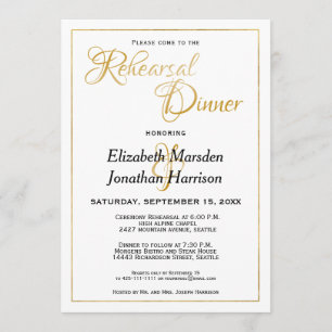 Many Waters Bible Elegant Gold Rehearsal Dinner Invitation