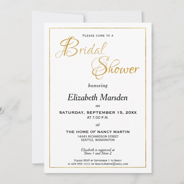 Many Waters Scripture Elegant Gold Bridal Shower Invitation (Front)