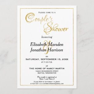 Many Waters Scripture Elegant Gold Couple's Shower Invitation