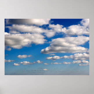 many white fluffy clouds poster