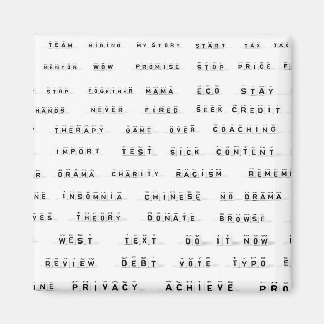 Many words on cubes magnet (Front)