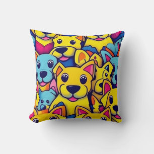 Many yellow dogs happy dogs cushion