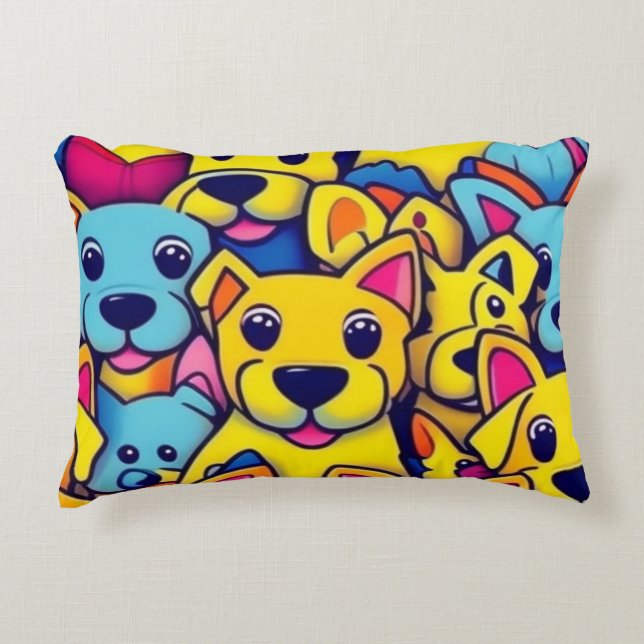 Many yellow dogs happy dogs decorative cushion (Front)