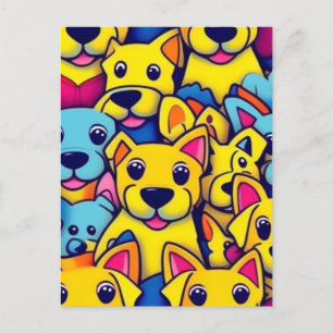 Many yellow dogs happy dogs postcard