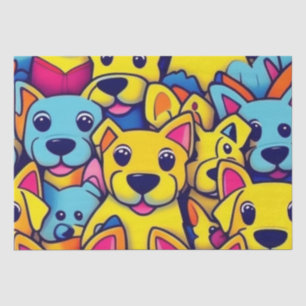 Many yellow dogs happy dogs tissue paper