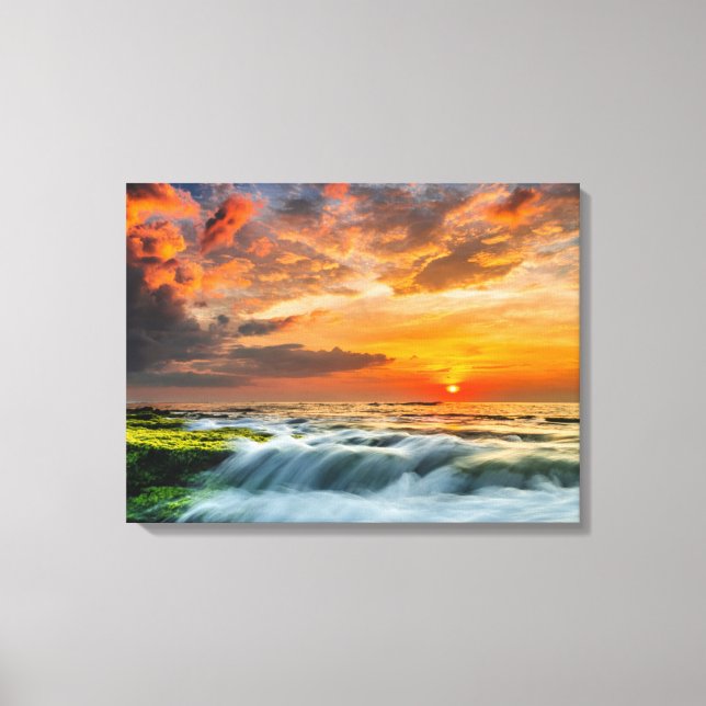 Manyar Beach At Sunrise Canvas Print (Front)