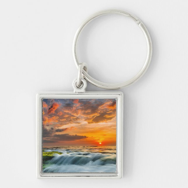 Manyar Beach At Sunrise Key Ring (Front)