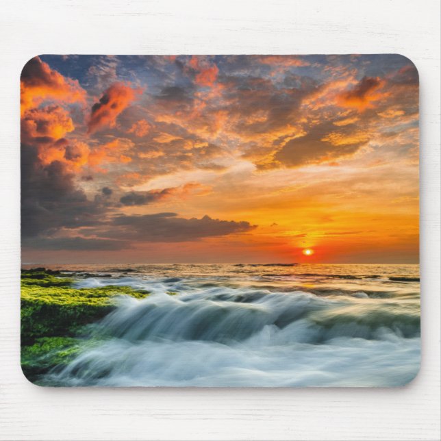 Manyar Beach At Sunrise Mouse Mat (Front)