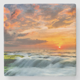 Manyar Beach At Sunrise Stone Coaster