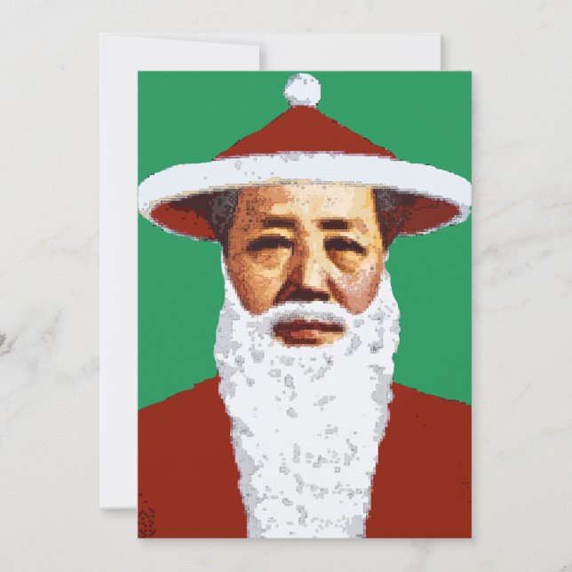 Mao Merry Christmas Chinese Pop Art Santa Claus Invitation (Front)