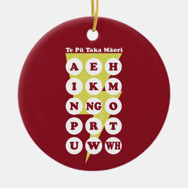 Maori Alphabet Learning Te Reo Ceramic Tree Decoration (Front)