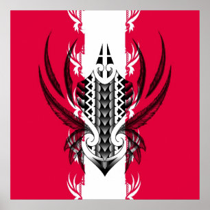 Maori art print with tattoos