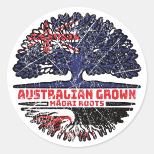 Maori Australian Australia Tree Roots Flag Classic Round Sticker