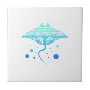 Maori Batoidea Stingray Tribal Tattoo Gift Idea Tile